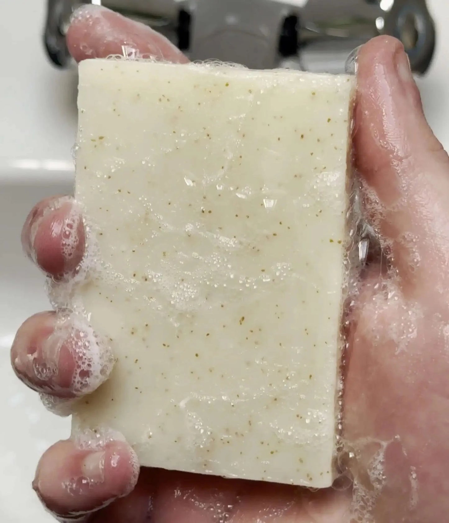 Eucalyptus Lemon Mint and Olive Stone Natural Soap Bar (With Grit)