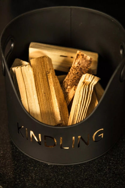 3 Piece Metal Log Kindling and Matchstick Holder Fireplace Set