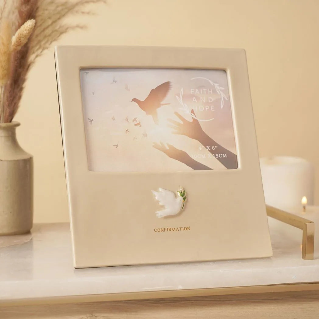 Faith & Hope Ceramic Frame 6'' x 4'' - Confirmation