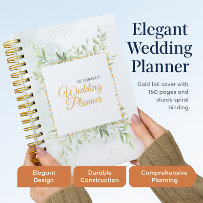 The Complete Wedding Planner, 160 Pag Spiral Bound Wedding Organizer with Gold Foil Cover