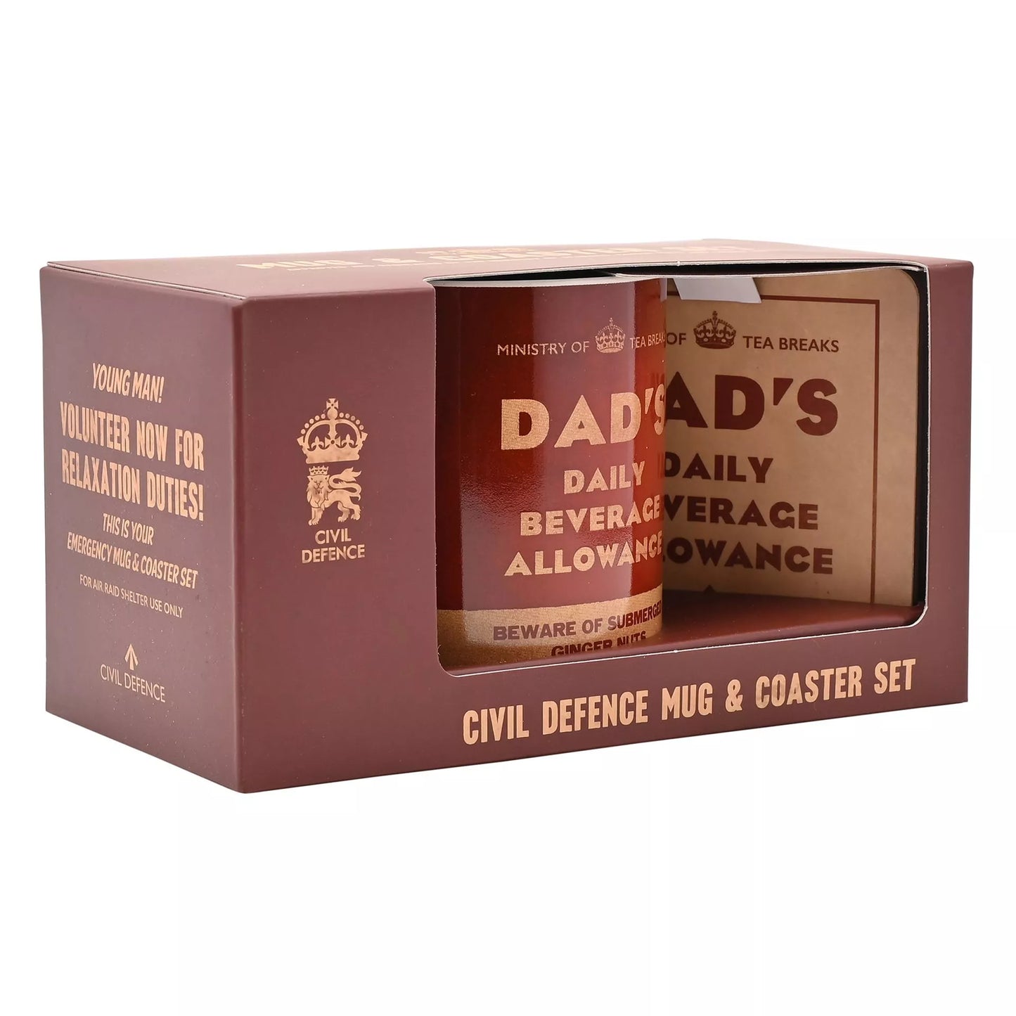 Civil Defence Mug & Coaster Set Daily Beverage