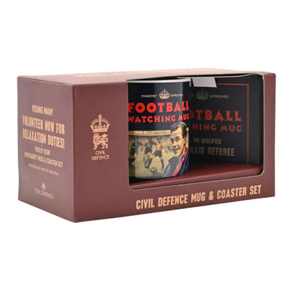 Civil Defence Football Watching Mug and Coaster Set