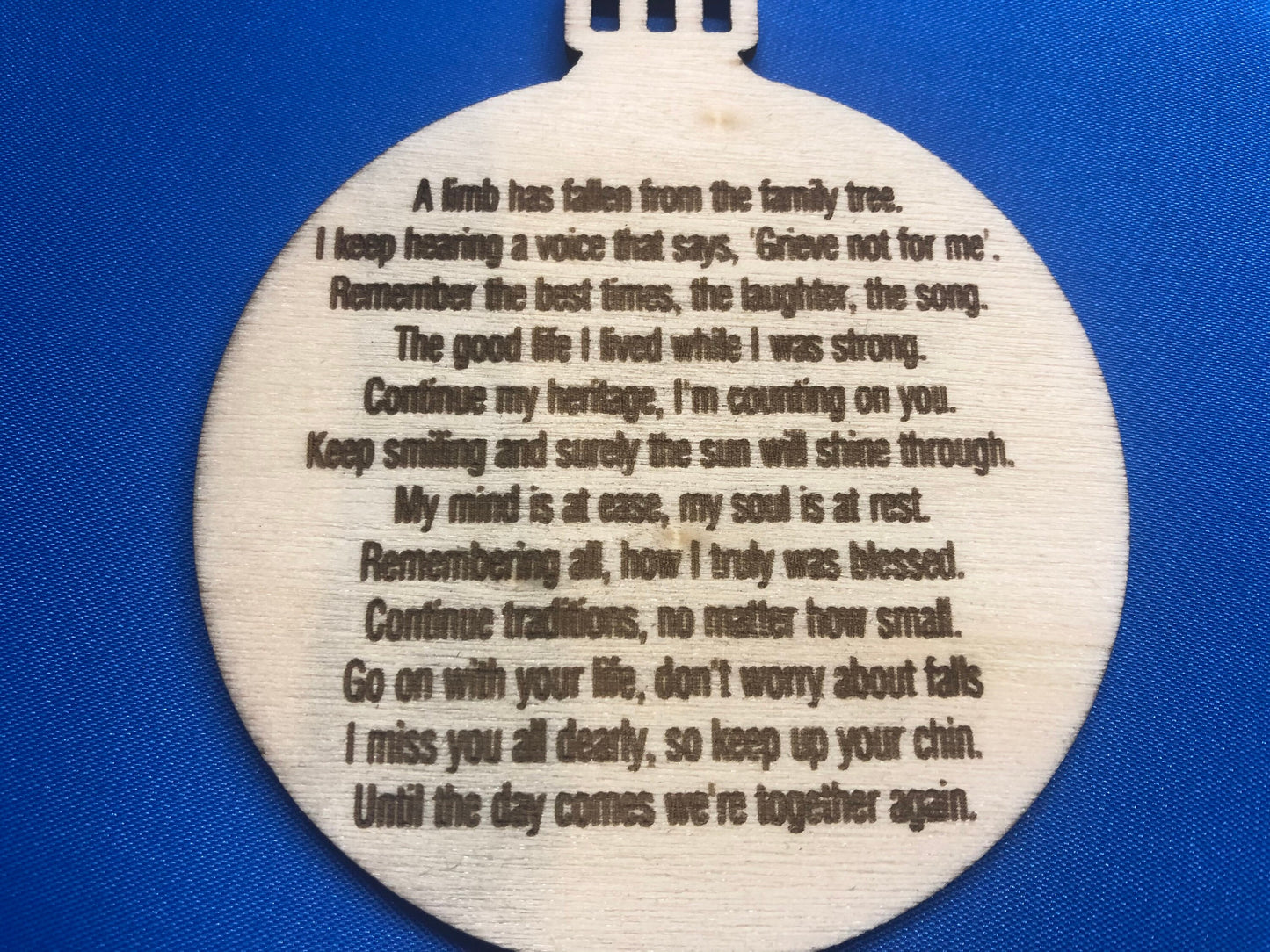 Forever in our Hearts Personalised Memorial Engraved Wooden Bauble Tree Decoration