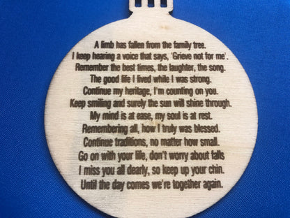 Forever in our Hearts Personalised Memorial Engraved Wooden Bauble Tree Decoration