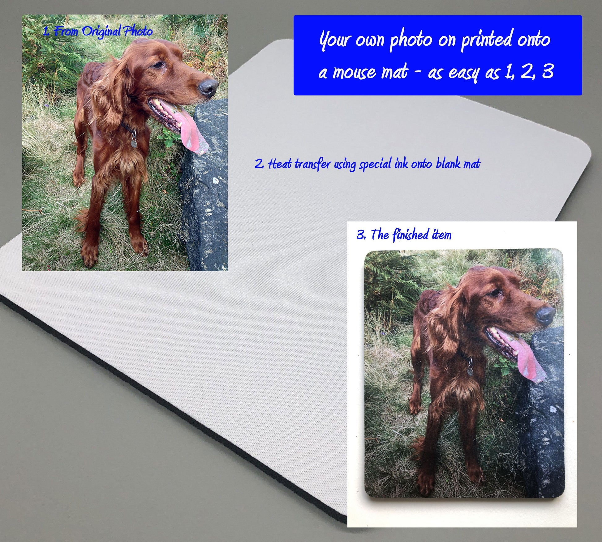 Personalised Mouse Mat ~ Photo Logo Message