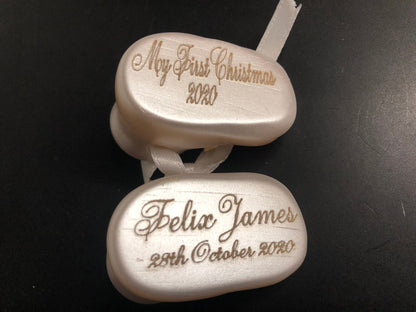 Babys First Christmas / Christening Personalised Baby Booties Hanging Ornament ~ Gift ~ Decoration