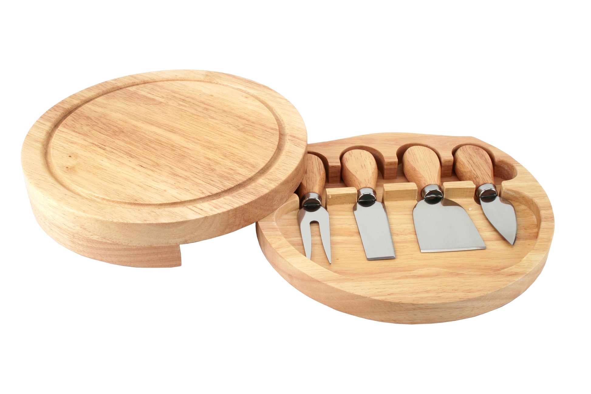 Personalised Round Cheese Board & 4 Piece Knife Serving Set
