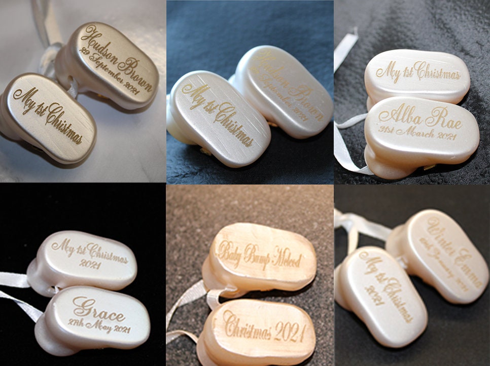 Babys First Christmas / Christening Personalised Baby Booties Hanging Ornament ~ Gift ~ Decoration