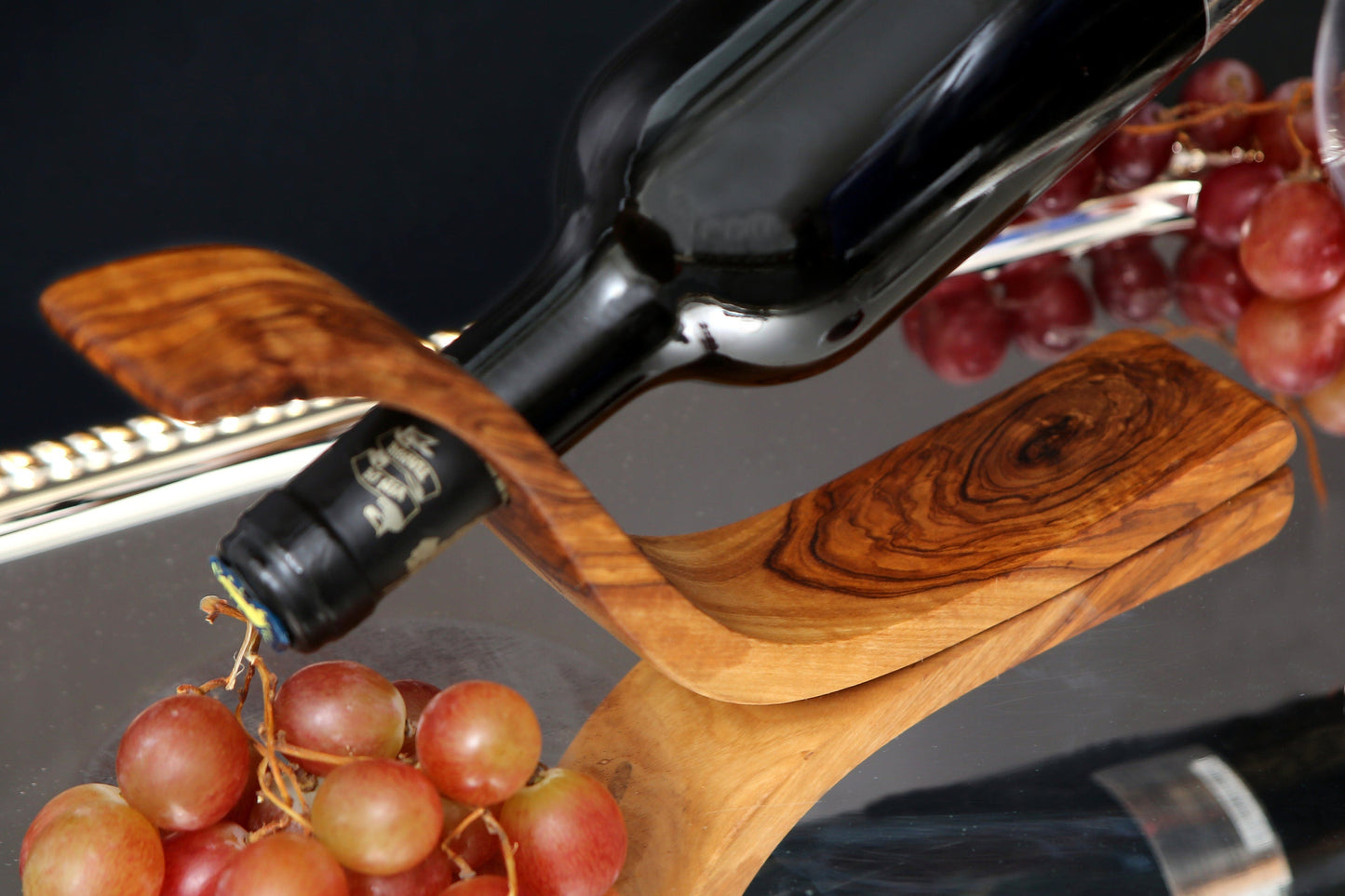 Olive Wood Bottle Holder Bar Accessories, Wine Lovers Gift