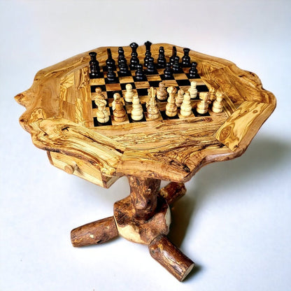 Olive Wood Hand Crafted Wooden Chess Board Set Table With Pieces