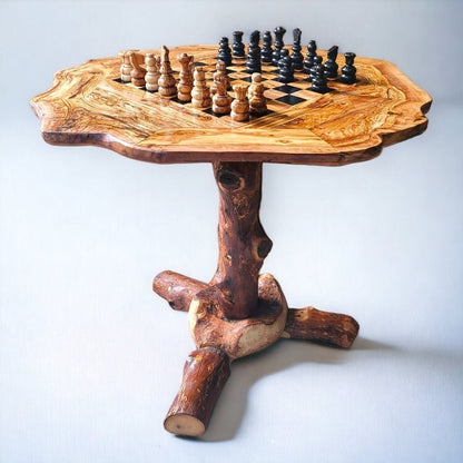 Olive Wood Hand Crafted Wooden Chess Board Set Table With Pieces