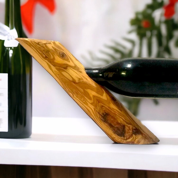 Olive Wood Bottle Holder Bar Accessories, Wine Lovers Gift