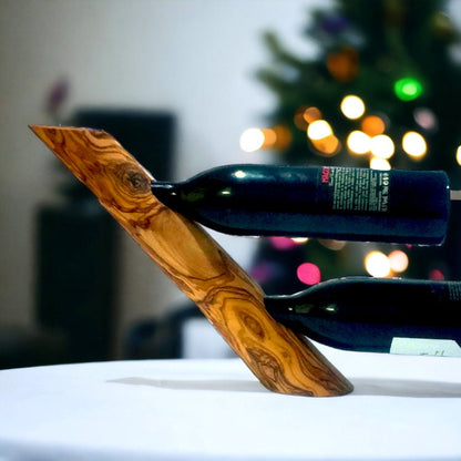 Olive Wood Bottle Holder Bar Accessories, Wine Lovers Gift