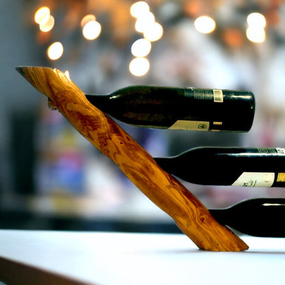 Olive Wood Bottle Holder Bar Accessories, Wine Lovers Gift