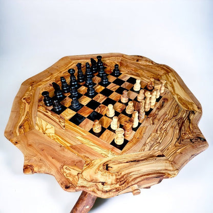 Olive Wood Hand Crafted Wooden Chess Board Set Table With Pieces