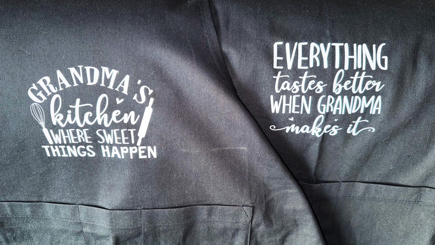 Personalised Printed Cotton Apron With Pockets - Grandma