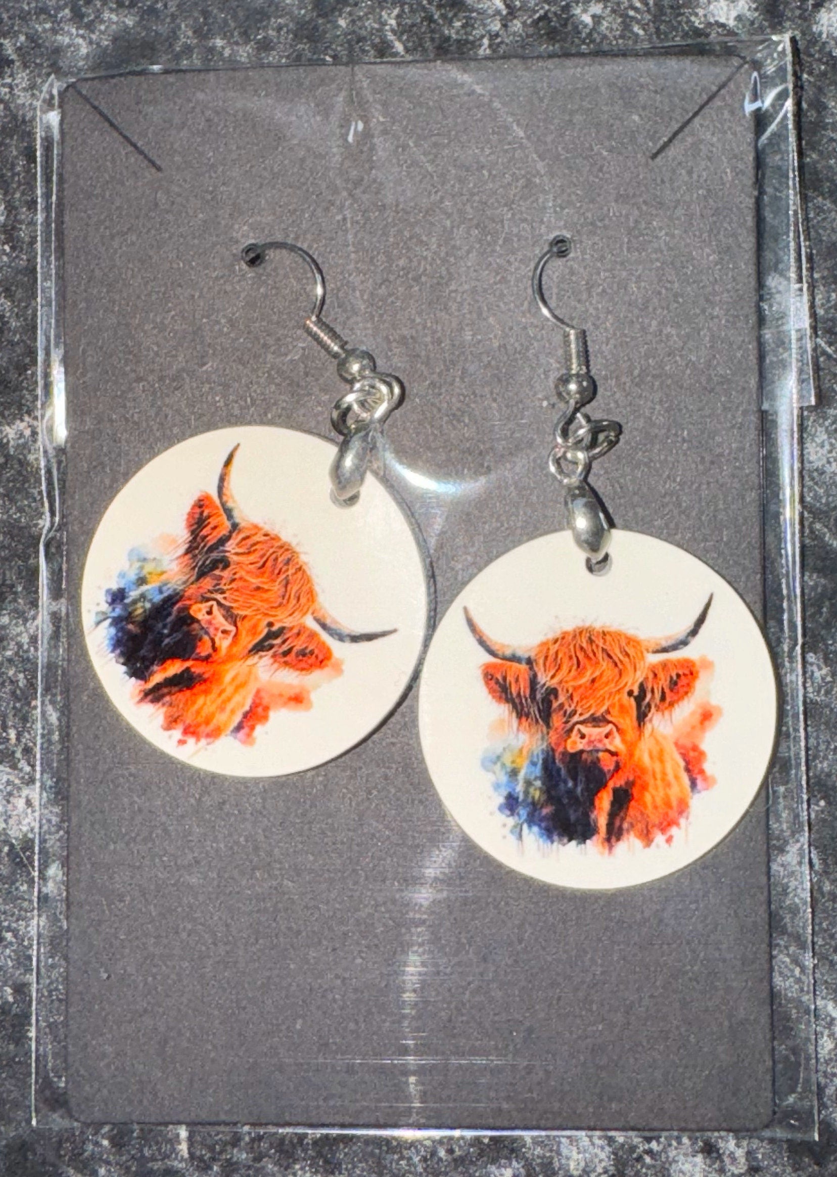 Highland Cow Photo Pendant Earrings