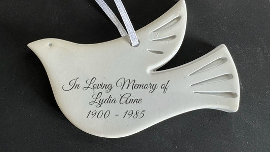 Personalised White Dove Memorial Hanging Decoration