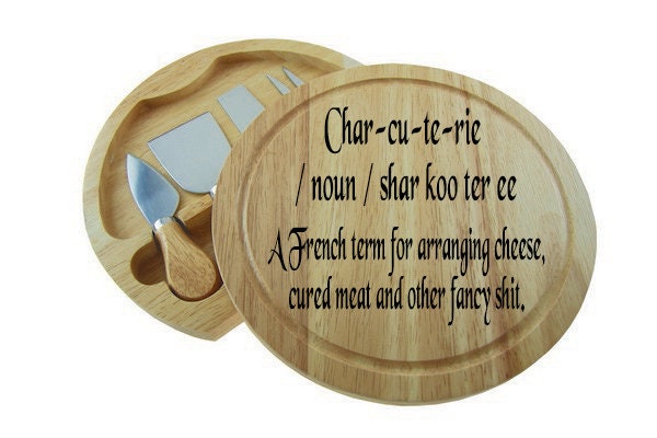 Personalised Round Cheese Board & 4 Piece Knife Serving Set
