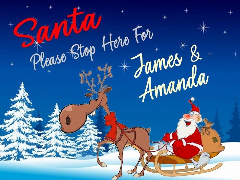 Personalised Santa Stop Here Sign - Stars