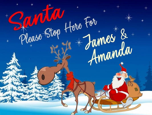 Personalised Santa Stop Here Sign - Stars