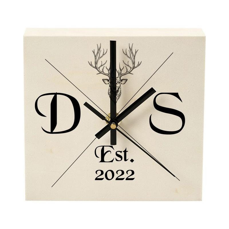 Personalised Wooden Wall Clock - Stag
