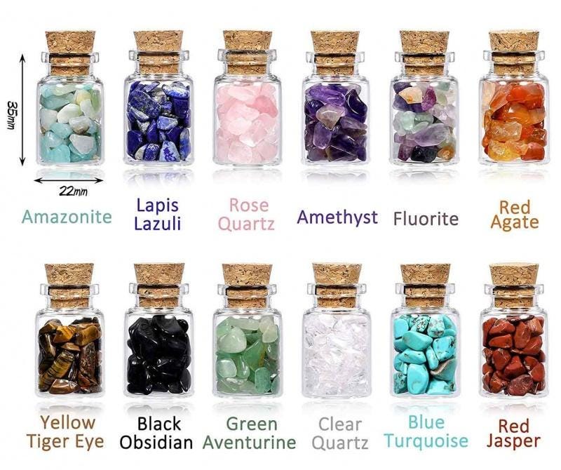 Crystal/Gemstone Wishing/Healing Bottle - Relaxation/meditation/jewellery - Medium