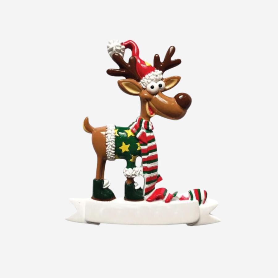 Personalised Goofy Reinder With Scarf Christmas Decoration