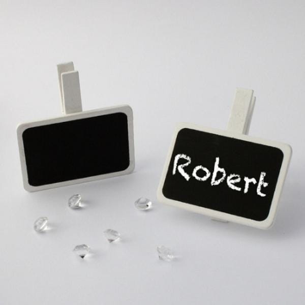 Pack Of 6 White Clip Rectangle Shape Chalkboard Place Card