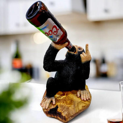 Monkey Bottle Holder on Olive Wood Base