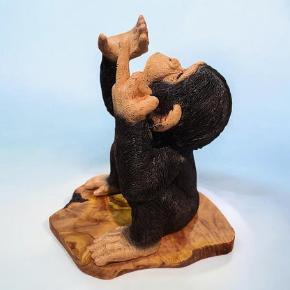 Monkey Bottle Holder on Olive Wood Base