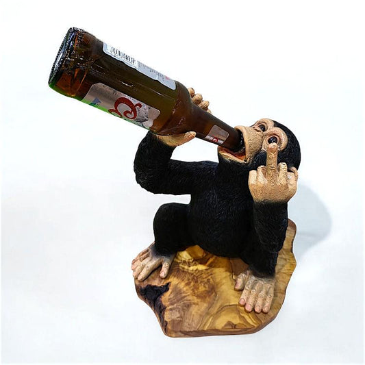 Monkey Bottle Holder on Olive Wood Base
