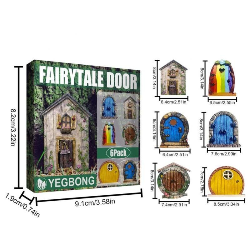 Painted Wooden Fairy Doors - Set 6 Doors