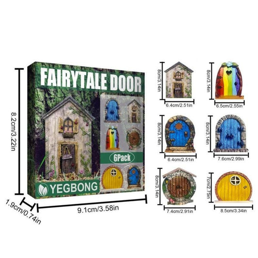 Painted Wooden Fairy Doors - Set 6 Doors