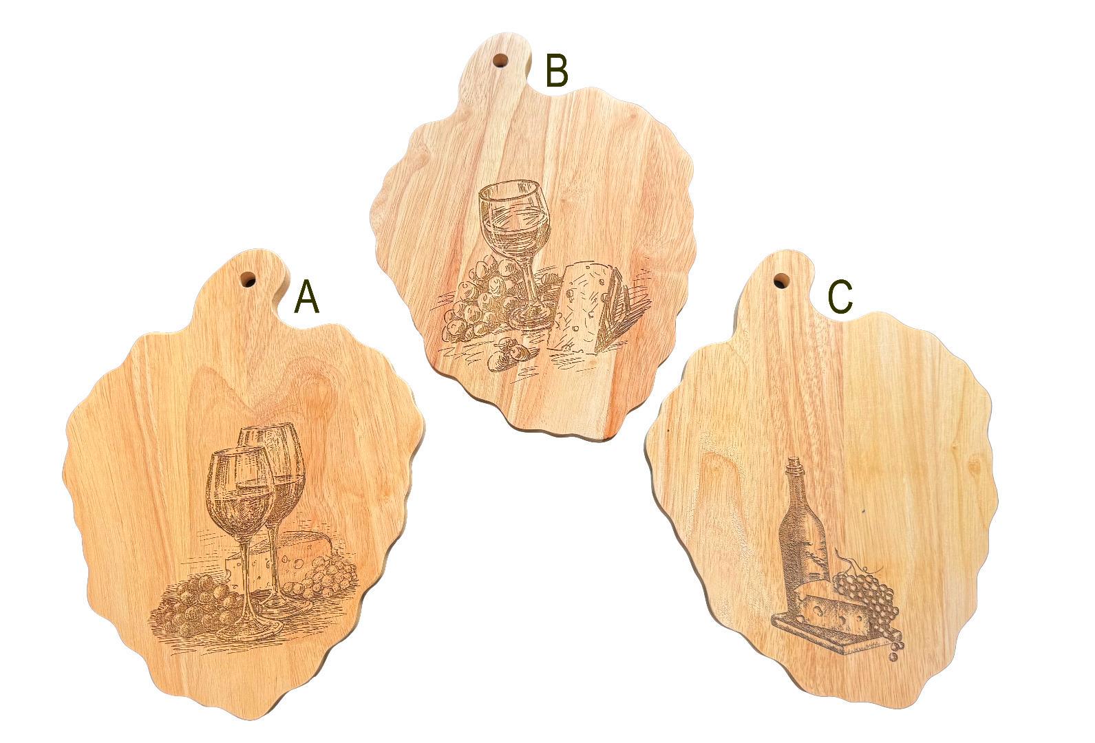 Personalised Cheese & Wine Rubberwood Serving Board - Grape Shaped 30x23cm