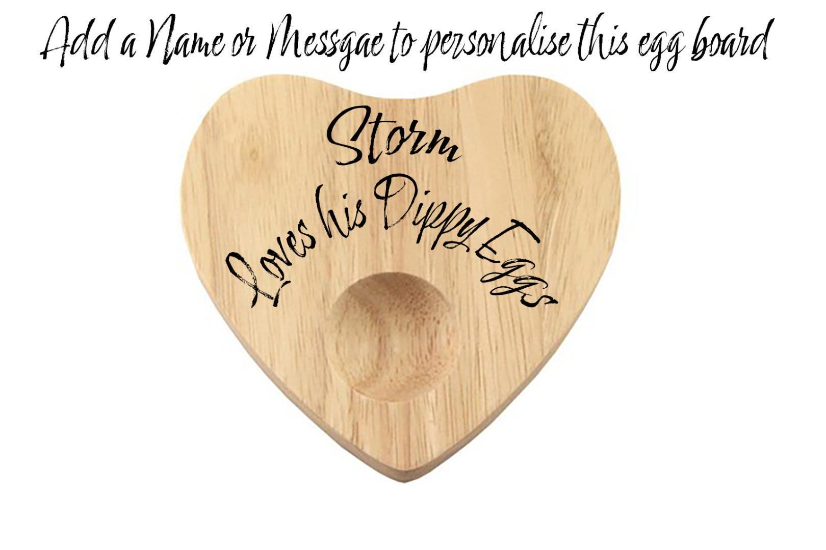 Personalised Heart Shaped Rubberwood Egg Holder Board
