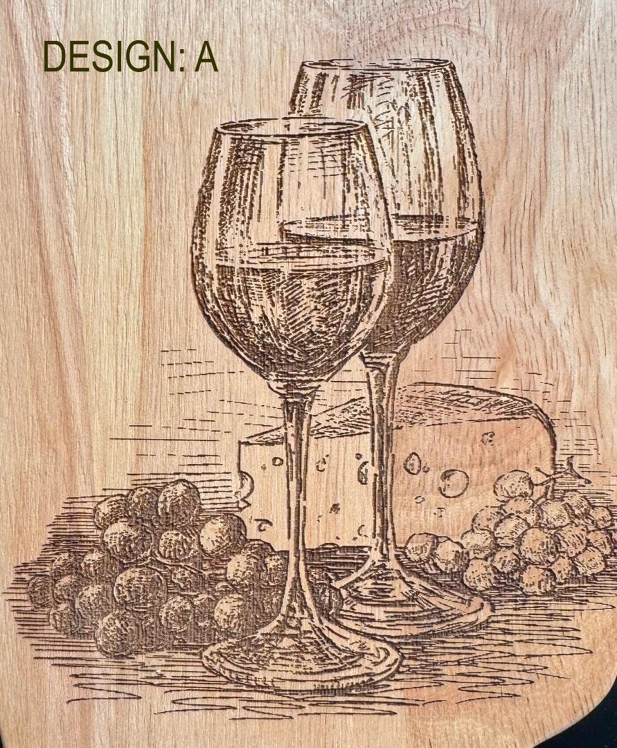 Personalised Cheese & Wine Rubberwood Serving Board - Grape Shaped 30x23cm