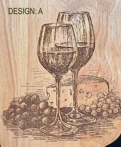Personalised Cheese & Wine Rubberwood Serving Board - Grape Shaped 30x23cm