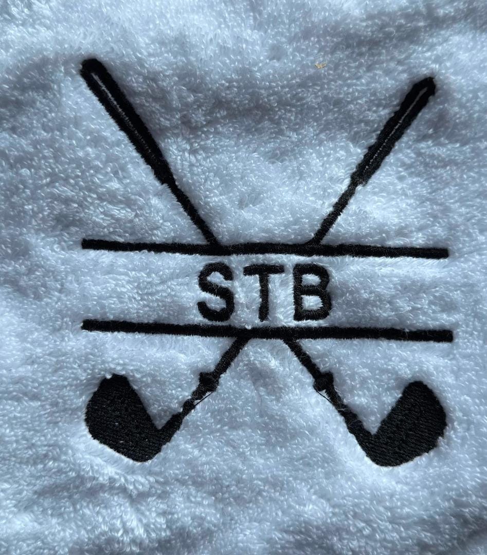 Personalised Luxury Golf Towel - Clubs Design - Assorted Colours