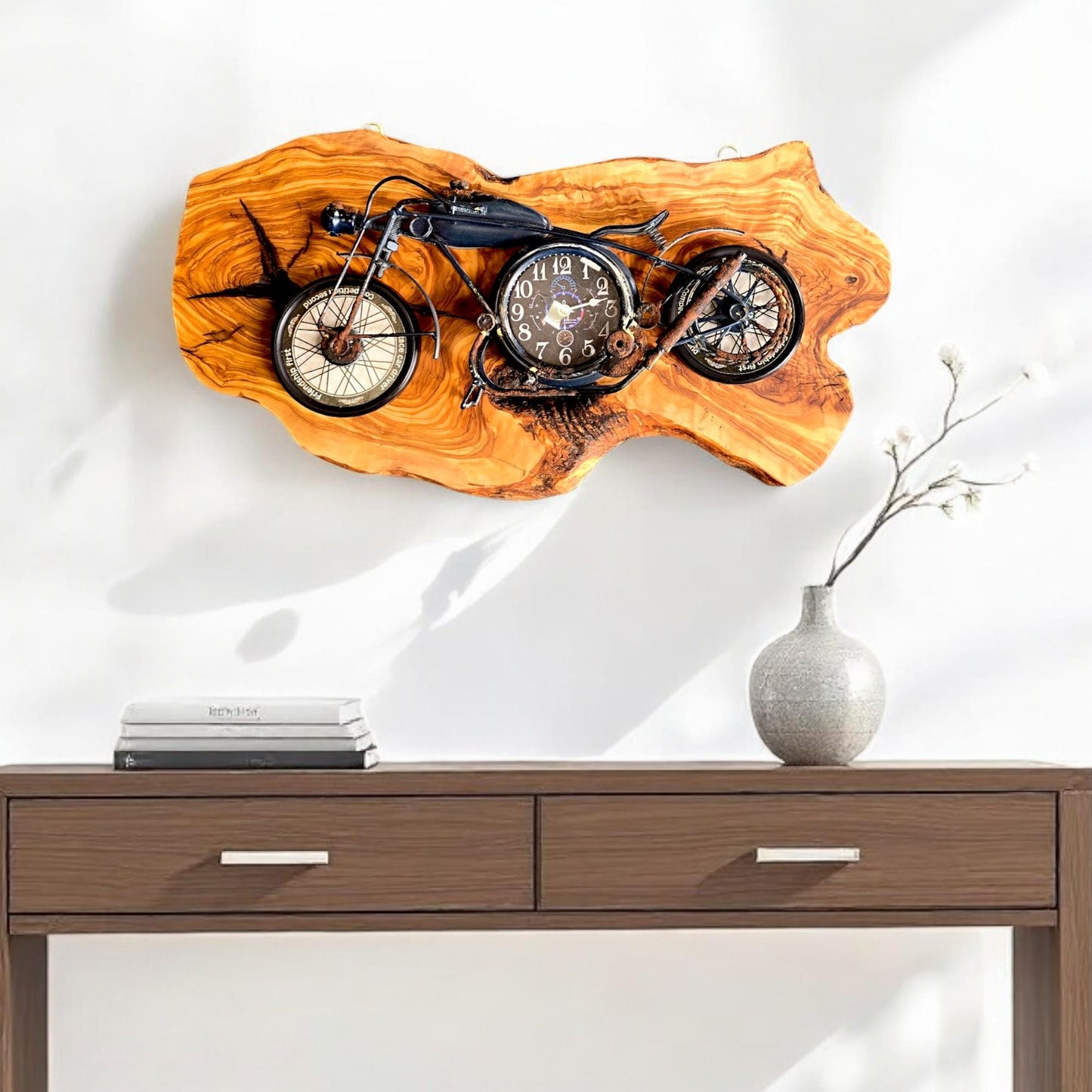 Beautiful Rustic Motorbike Wall Clock