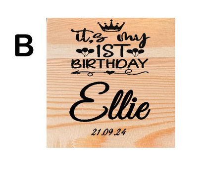 Personalised Set Of 2 Pine Abcd Childs Square Boxes