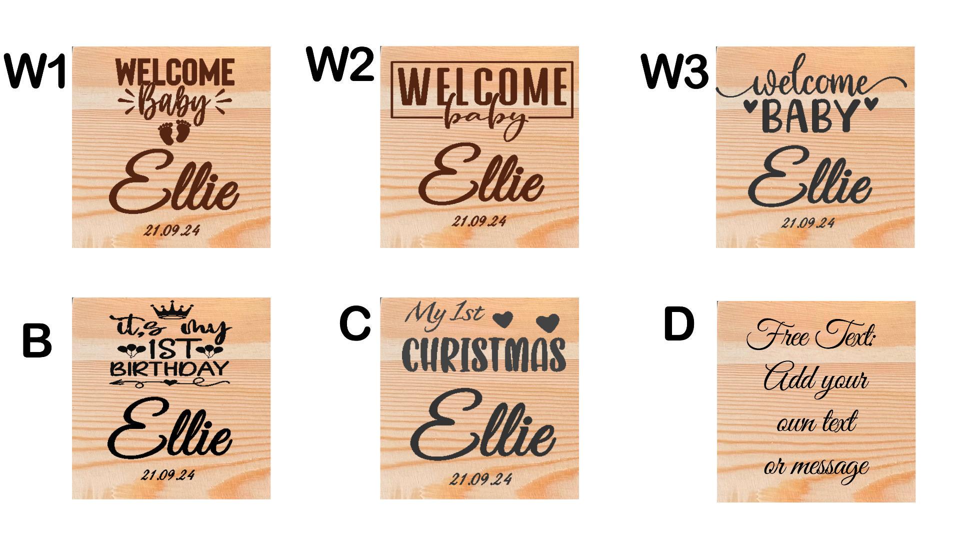 Personalised Set Of 2 Pine Abcd Childs Square Boxes