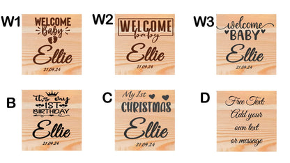 Personalised Set Of 2 Pine Abcd Childs Square Boxes