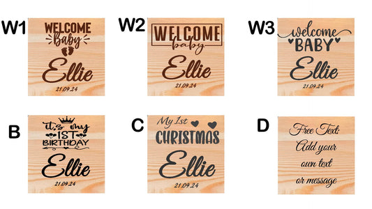 Personalised Set Of 2 Pine Abcd Childs Square Boxes