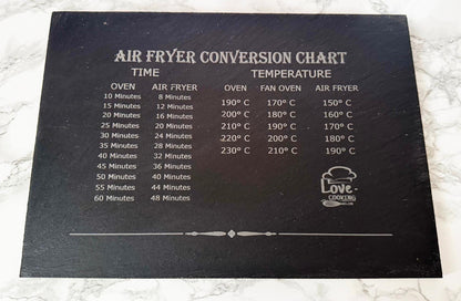Personalised Large Slate Air Fryer Conversion Chart Worktop Saver