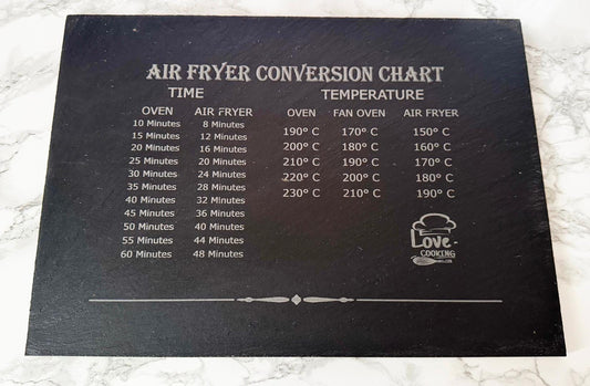 Personalised Large Slate Air Fryer Conversion Chart Worktop Saver