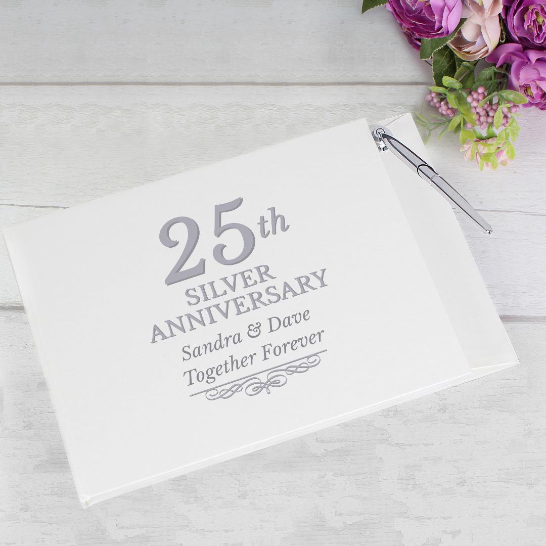 Personalised Anniversary Hardback Guest Book & Pen Set ~ 25th 40th 50th