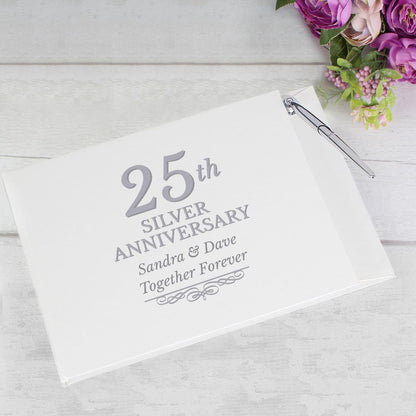 Personalised Anniversary Hardback Guest Book & Pen Set ~ 25th 40th 50th