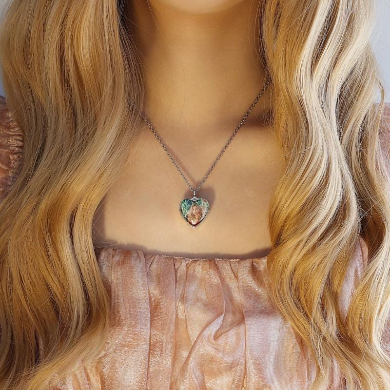 Personalised Heart Shaped Silver Memorial Photo Locket & Chain