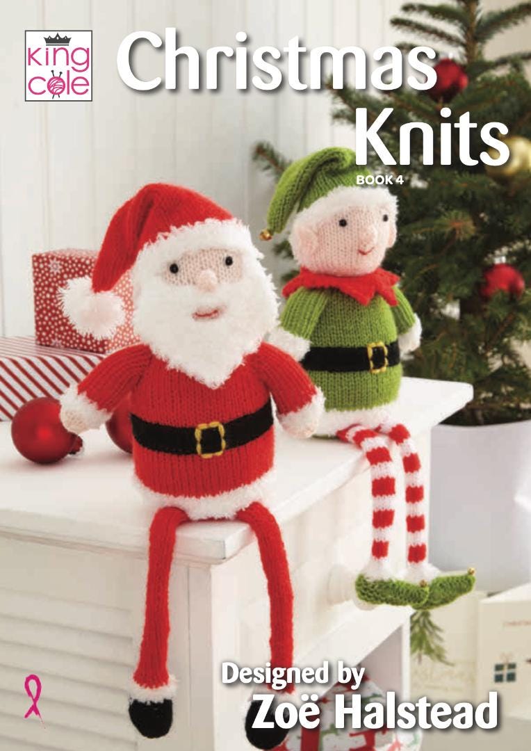 King Cole Christmas Knits Book 4 - Baubles Tea Cosy Cushion Stocking Garland & Shelf Sitters
